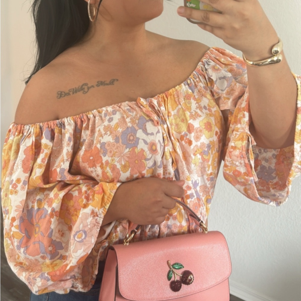 Rachel Zoe Orange Off-the-Shoulder Blouse